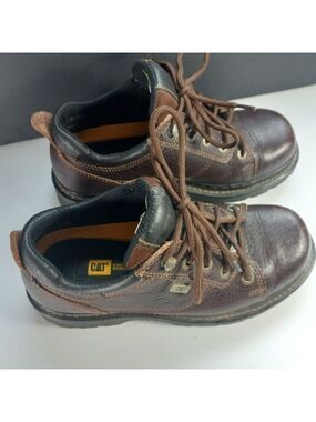 Vintage CAT Caterpillar Walking Machines Brown Leather Work Boots Mens 8 Wide 90